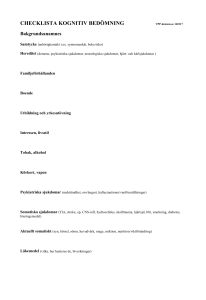 CHECKLISTA KOGNITIV BEDÖMNING