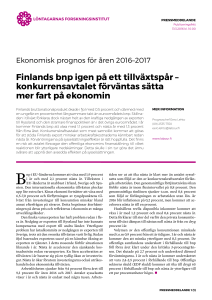 Finlands bnp igen på ett tillväxtspår – konkurrensavtalet förväntas