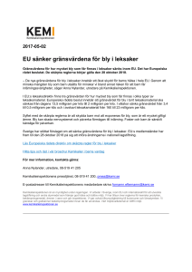 EU sänker gränsvärdena för bly i leksaker