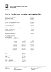 Avgifter för tillstånds- och tillsynsverksamhet 2016