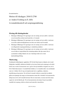 201415SD407 Livsmedelskontroll och ursprungsmärkning