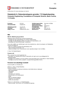 Kursplan Datateknik A, Datavetenskapens grunder, 7,5
