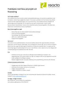 Praktikplats med fokus på projekt och finansiering