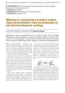 M¨atning av semantiska avst˚and mellan mjukvaruartefakter med