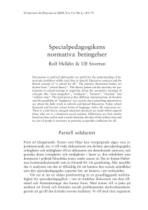 Specialpedagogikens normativa betingelser