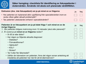 Checklista för identifiering av fokuspatient