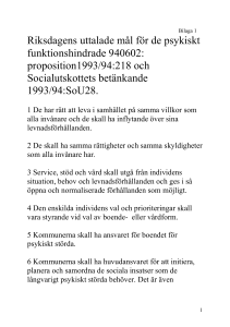 Riksdagens uttalade mål för de psykiskt funktionshindrade 940602