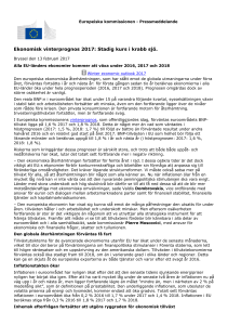 Ekonomisk vinterprognos 2017: Stadig kurs i krabb sjö.