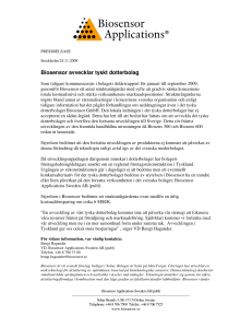Biosensor avvecklar tyskt dotterbolag