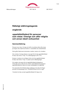 Rättsligt ställningstagande angående uppehållstillstånd för