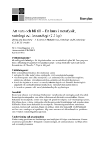 Att vara och bli till – En kurs i metafysik, ontologi och kosmologi (7,5