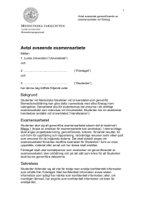 Avtal avseende examensarbete