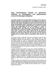 Asyl: Kommissionen föreslnr en gemensam definition