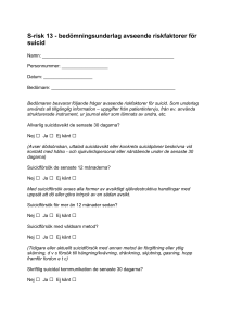 Checklista för genomgång av riskfaktorer för suicid
