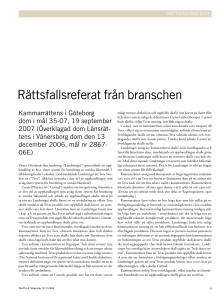 Rättsfallsreferat från branschen