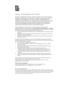 Researcher – Network Intelligence, DNA Lab at SICS