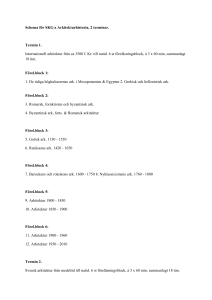 Schema för SKG:s Arkitekturhistoria, 2 terminer. Termin 1