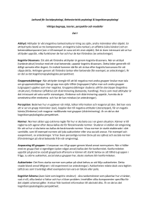 Socialpsykologi, Behaviorism & Kognition: Lathund