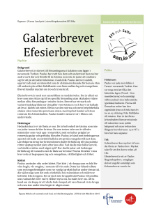 Galaterbrevet Efesierbrevet - EFS och Salts bibelår 2015