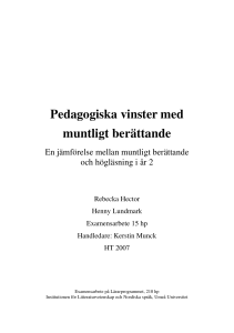Pedagogiska vinster med muntligt berättande