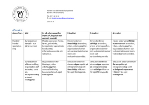 APL-matris Ämne/kurs Mål Ex på arbetsuppgifter inom APL kopplat