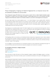 Phase Holographic Imaging och Malmö högskola får 2,3 miljoner