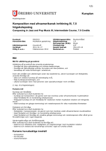 Kursplan Komposition med afroamerikansk inriktning III, 7,5