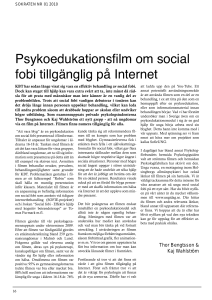 Psykoedukationsfilm om social fobi tillgänglig på Internet