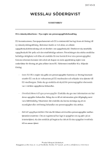 2017-03-01 NYHETSBREV EU:s dataskyddsreform – Nya regler om