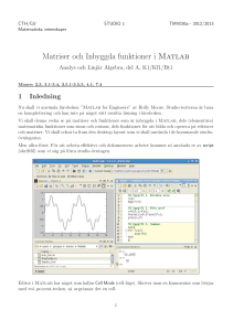 Matriser och Inbyggda funktioner i Matlab