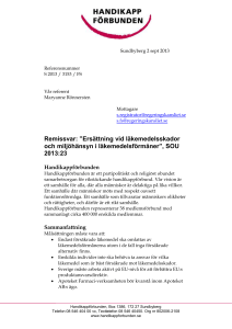 Remissvar: ”Ersättning vid läkemedelsskador och miljöhänsyn i