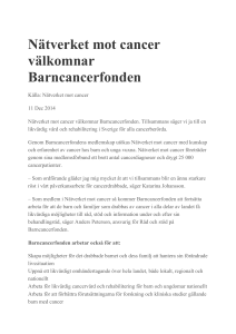 Nätverket mot cancer välkomnar Barncancerfonden