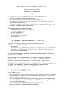 BIPACKSEDEL: INFORMATION TILL ANVNDAREN