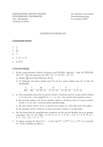MATEMATISKA INSTITUTIONEN STOCKHOLMS UNIVERSITET