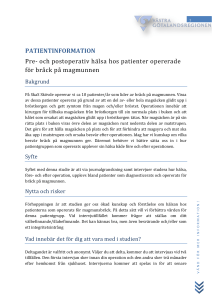 PATIENTINFORMATION Pre- och postoperativ hälsa hos patienter