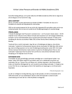 VD Karl-Johan Perssons anförande från årsstämman 2015