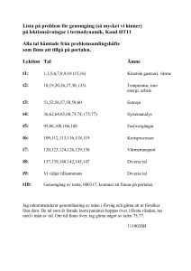 Lista på problem för genomgång (så mycket vi