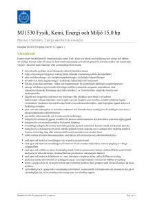 KTH | MJ1530 Fysik, Kemi, Energi och Miljö 15,0 hp