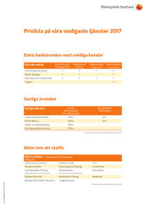 Prislista på våra vanligaste tjänster 2017