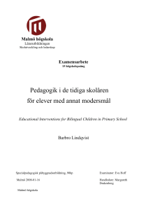 Pedagogik i de tidiga skolåren för elever med annat modersmål