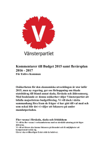Kommentarer till Budget 2015 samt flerårsplan 2016