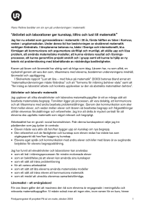 Aktivitet och laborationer ger kunskap, tilltro och lust till matematik