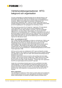 Världshandelsorganisationen WTO- bakgrund och organisation
