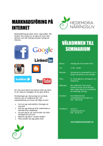 MARKNADSFÖRING PÅ INTERNET VÄLKOMMEN TILL