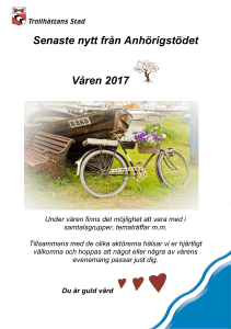 Senaste nytt från Anhörigstödet Våren 2017
