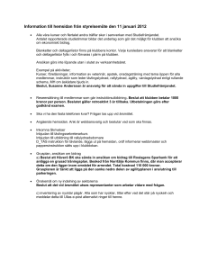 Information från styrelsemötet 2012-01-11