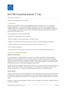 KTH | KD1500 Fysikalisk biokemi 7,5 hp
