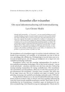 Lars-Christer Hydén - Ensamhet eller tvåsamhet. Om social