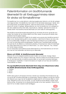 Patientinformation om blodförtunnande läkemedel för att förebygga