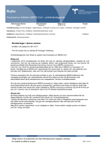 Coronavirus infektion MERS CoV - omhändertagande